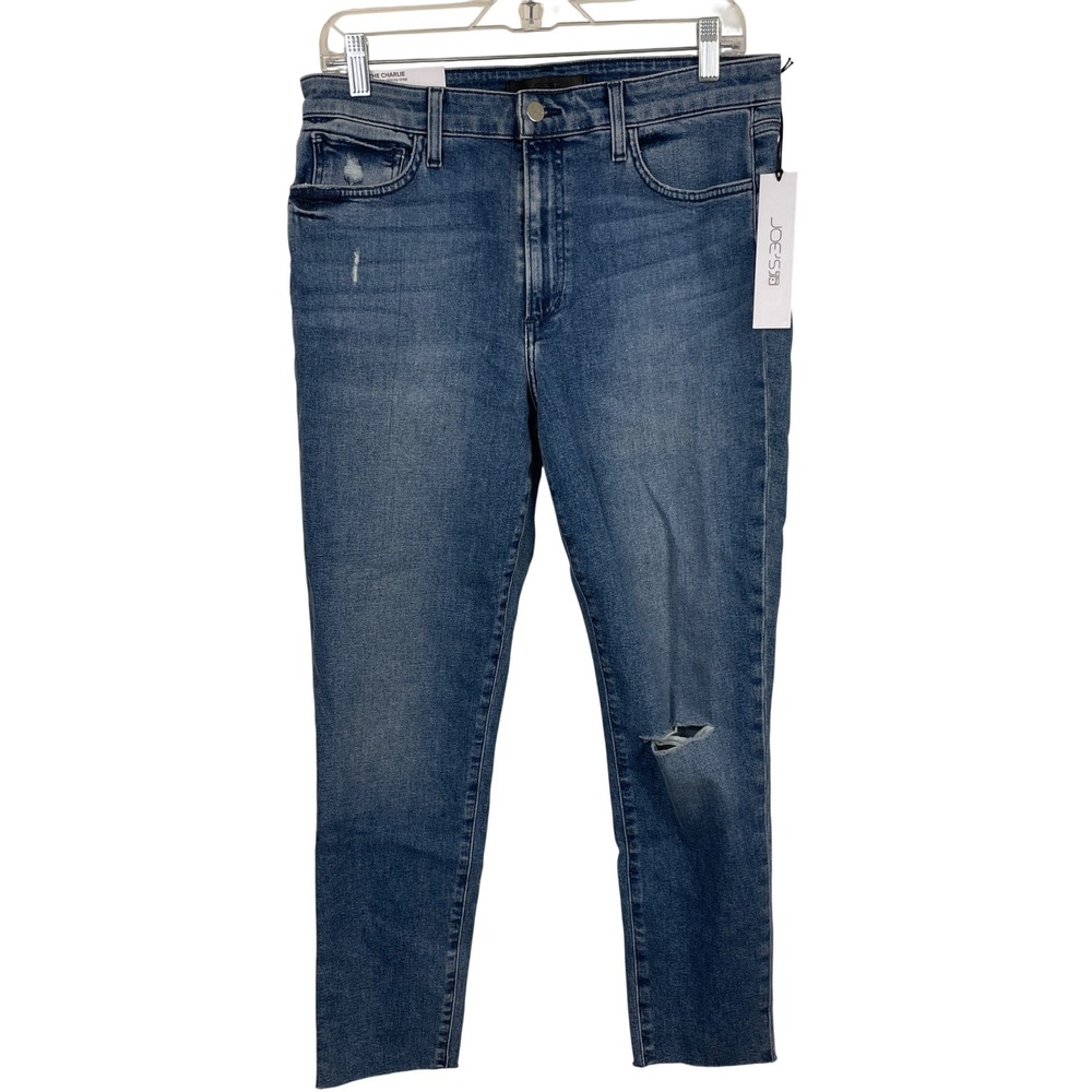 JOES JEANS The Charlie High Rise‎ Skinny Crop Jeans Distressed Blue W31. NWT
